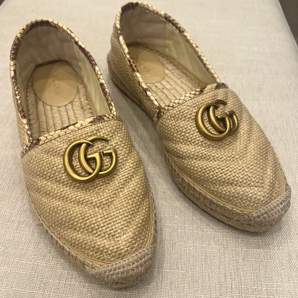 Gucci Tan Espadrille Loafers for Women